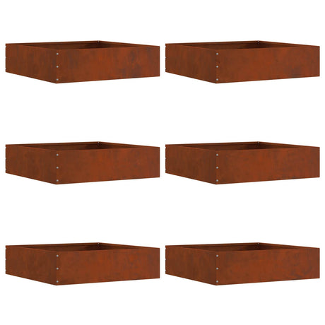 Vidaxl tuinrand 6 pcs roestig 50 x 50 x 13 cm cortenstaal