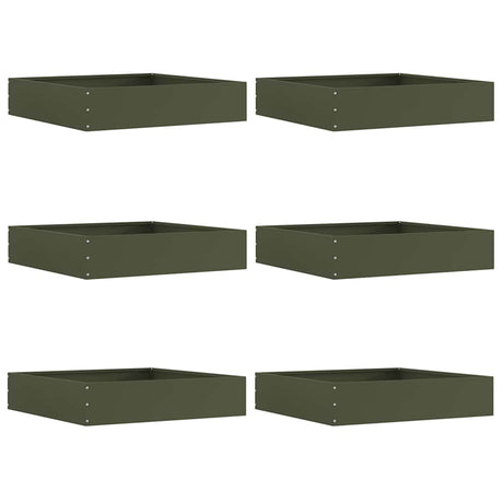 Vidaxl tuinrand 6 pcs olijf groen 60 x 60 x 13 cm staal