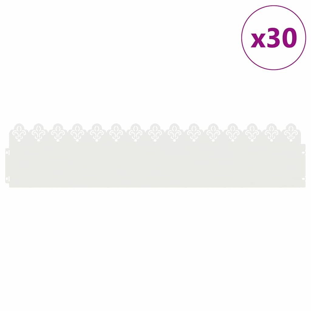 Vidaxl gazonranden 30 pcs wit 103 x 0,05 x 22 cm staal