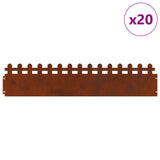Vidaxl gazonranden 20 pcs roestig 103 x 0,05 x 22 cm cortenstaal