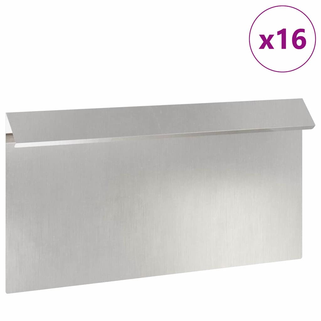 Vidaxl slakkenhekje 16 pcs zilver 50 x 3,5 x 25 cm roestvrij staal