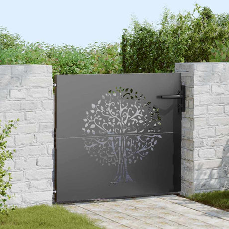 Vidaxl tuinpoort met slot zwart 85 x 100 cm poedergecoat staal