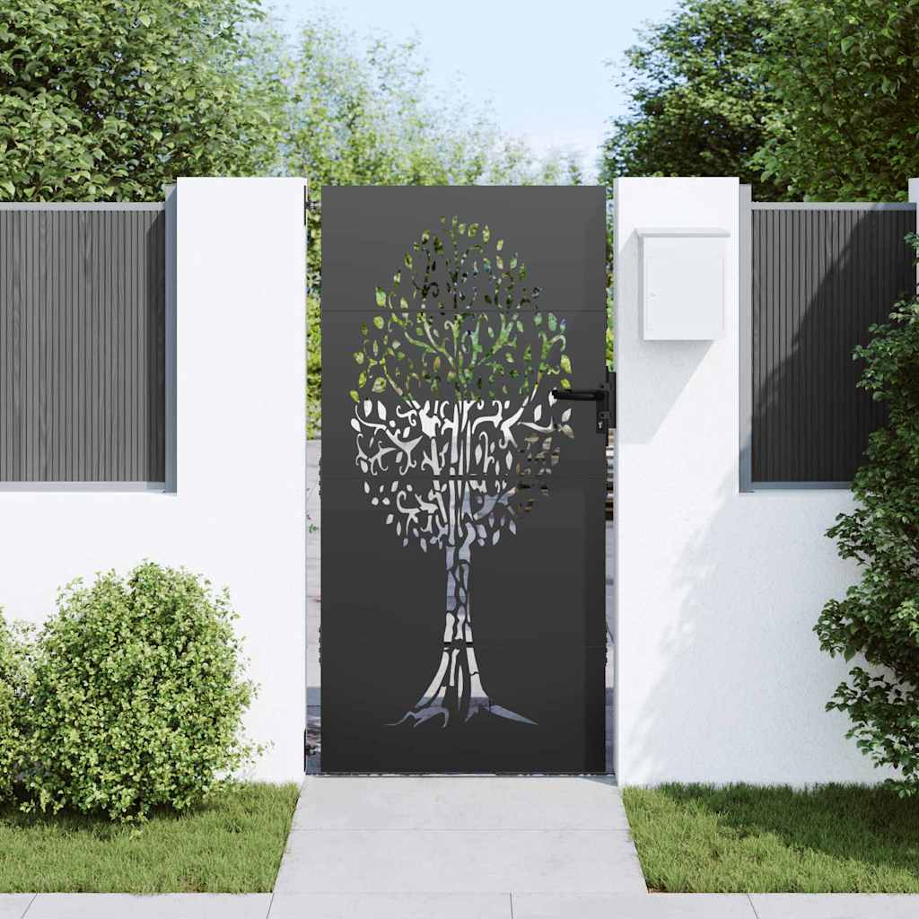 Vidaxl tuinpoort met slot zwart 85 x 200 cm poedergecoat staal