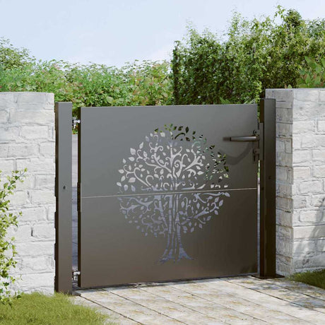 Vidaxl tuinpoort met slot zwart 110 x 105 cm poedergecoat staal