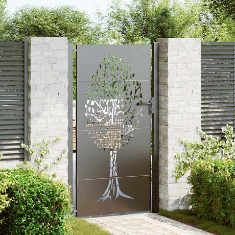 Vidaxl tuinpoort met slot zwart 110 x 205 cm poedergecoat staal