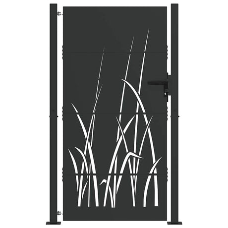 Vidaxl tuinpoort met slot zwart 110 x 180 cm poedergecoat staal