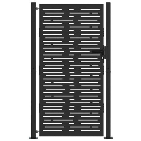 Vidaxl tuinpoort met slot zwart 110 x 180 cm gepoedercoat staal