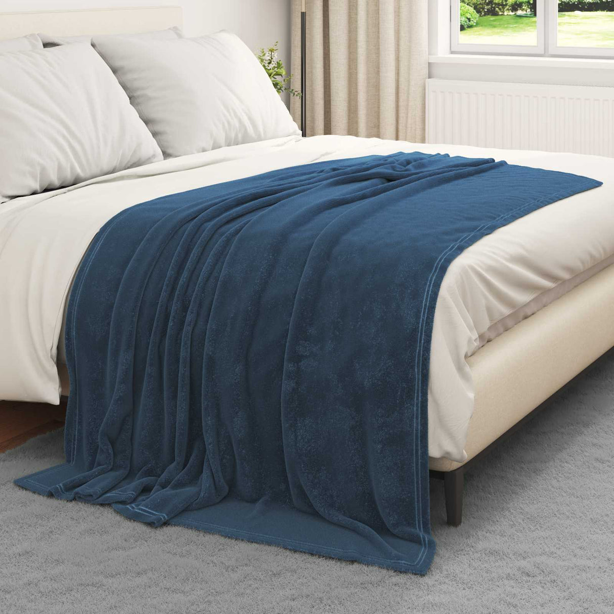 Vidaxl gooi deken marineblauw 150 x 200 cm fleece