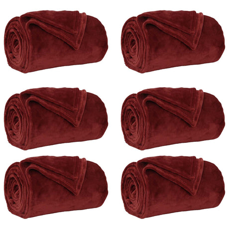 Vidaxl kleden 6 pcs bordeaux rood 220 x 240 cm fleece