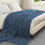 Vidaxl gooi deken marineblauw 240 x 220 cm fleece