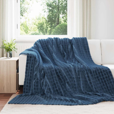 Vidaxl gooi deken marineblauw 270 x 240 cm fleece