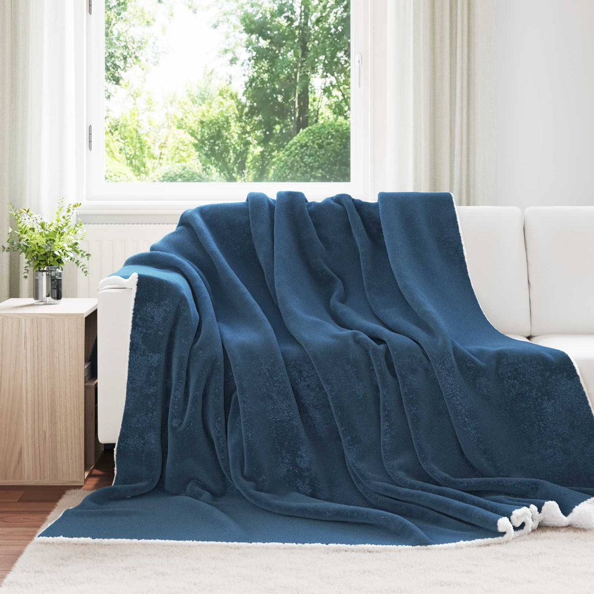 Vidaxl gooi deken marineblauw 240 x 270 cm fleece