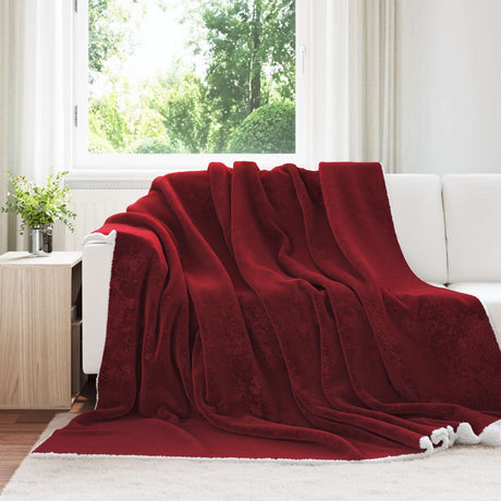 Vidaxl gooi deken bordeaux rood 240 x 270 cm fleece