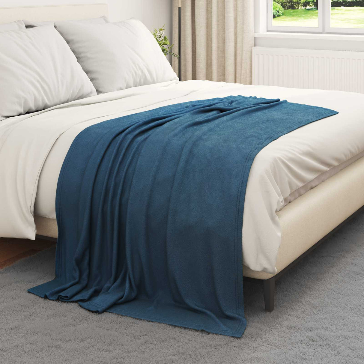 Vidaxl gooi deken marineblauw 170 x 130 cm fleece