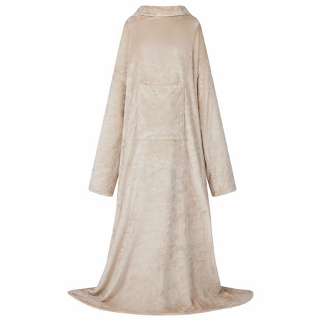 Vidaxl deken hoodie beige f flanel