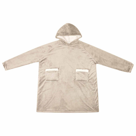 Vidaxl deken hoodie beige m fleece en flanel