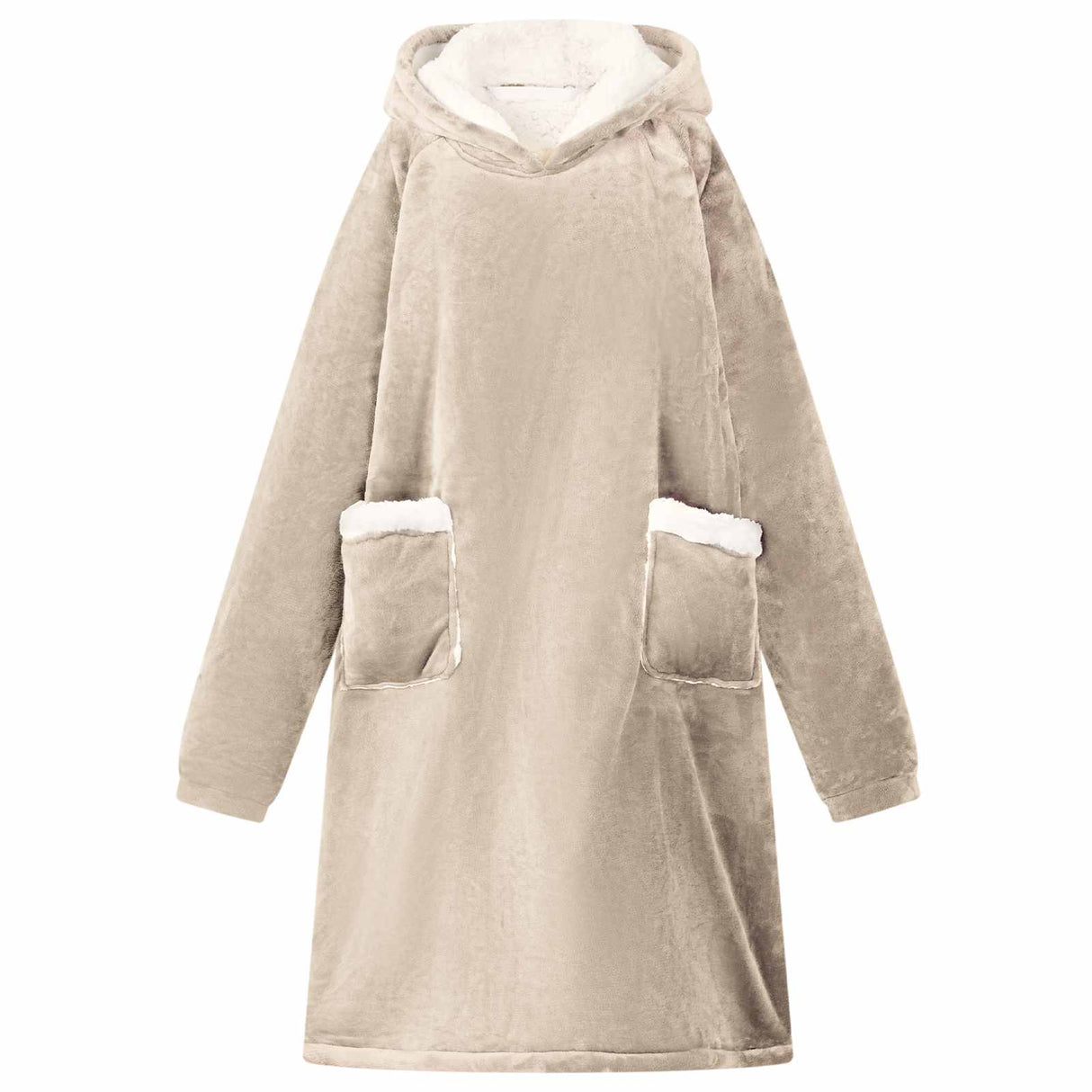 Vidaxl deken hoodie beige l fleece en flanel