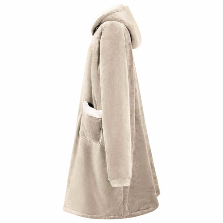 Vidaxl deken hoodie beige l fleece en flanel