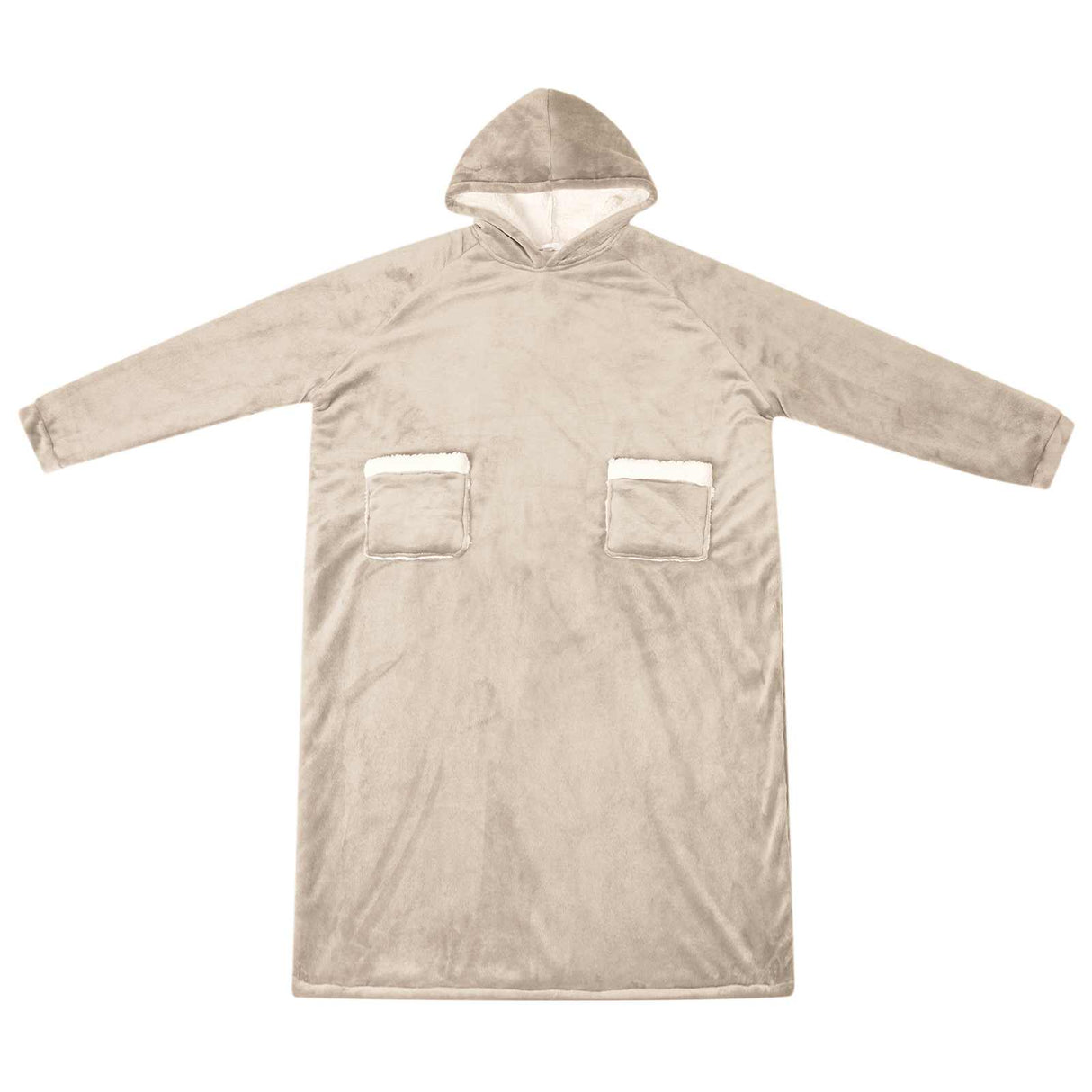 Vidaxl deken hoodie beige m fleece en flanel