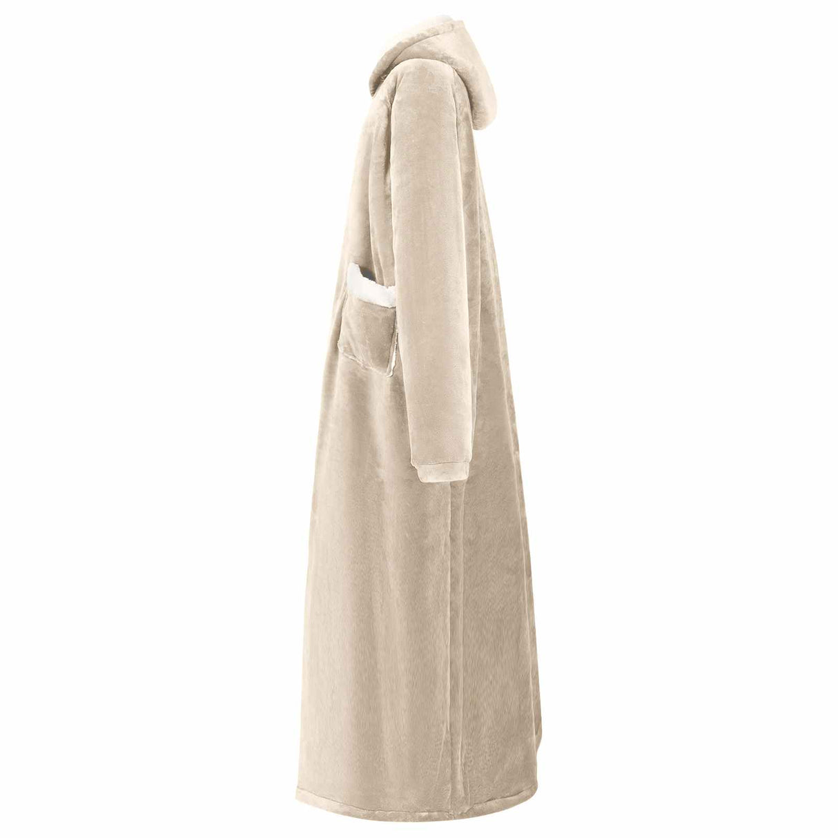 Vidaxl deken hoodie beige m fleece en flanel
