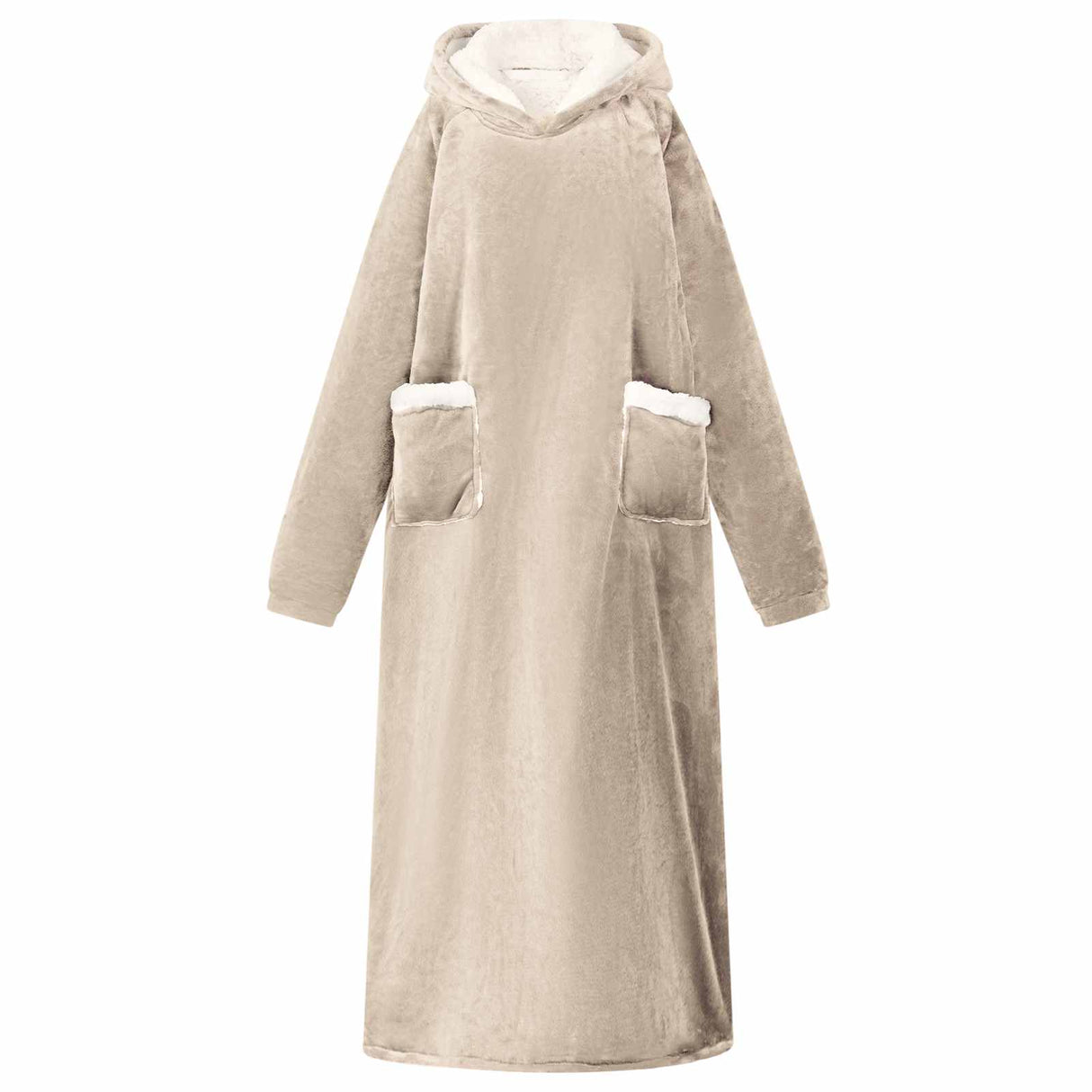 Vidaxl deken hoodie beige l fleece en flanel