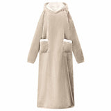 Vidaxl deken hoodie beige l fleece en flanel