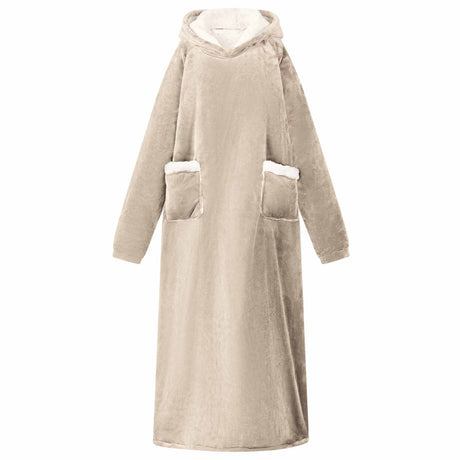 Vidaxl deken hoodie beige l fleece en flanel