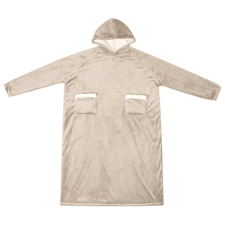 Vidaxl deken hoodie beige l fleece en flanel
