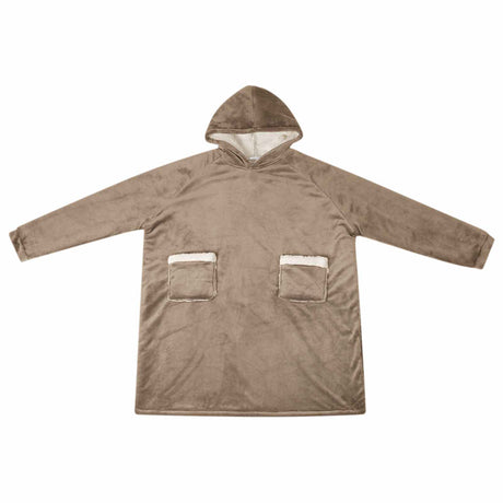 Vidaxl deken hoodie kameel m fleece en flanel