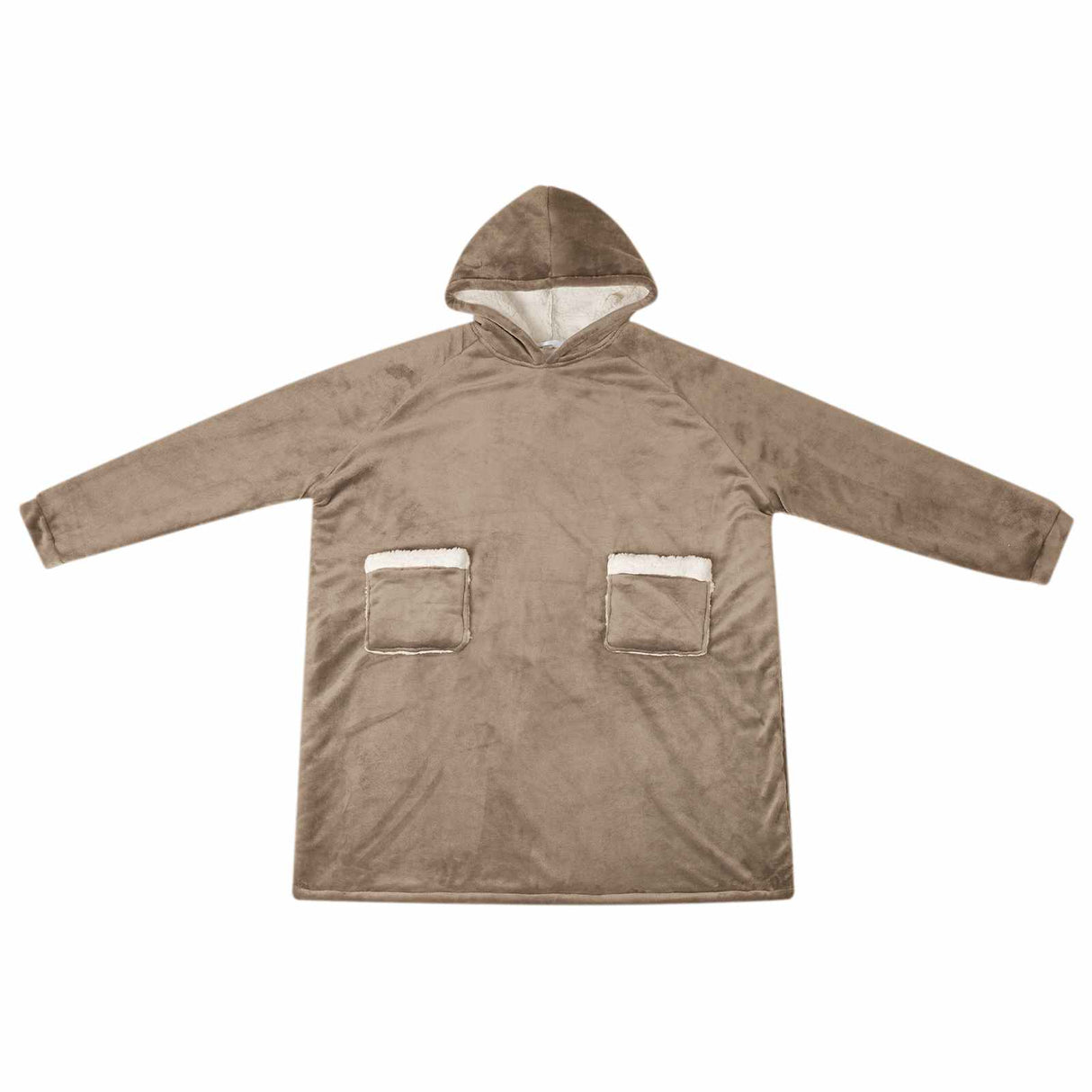 Vidaxl deken hoodie kameel l fleece en flanel