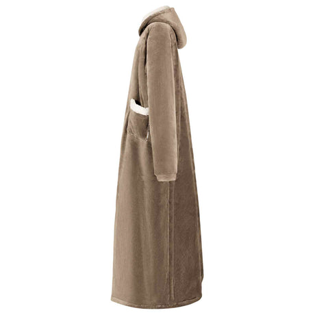 Vidaxl deken hoodie kameel m fleece en flanel