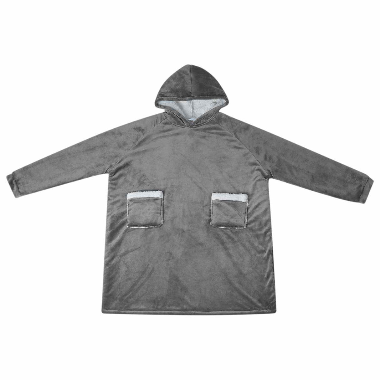 Vidaxl deken hoodie donkergrijs m fleece en flanel