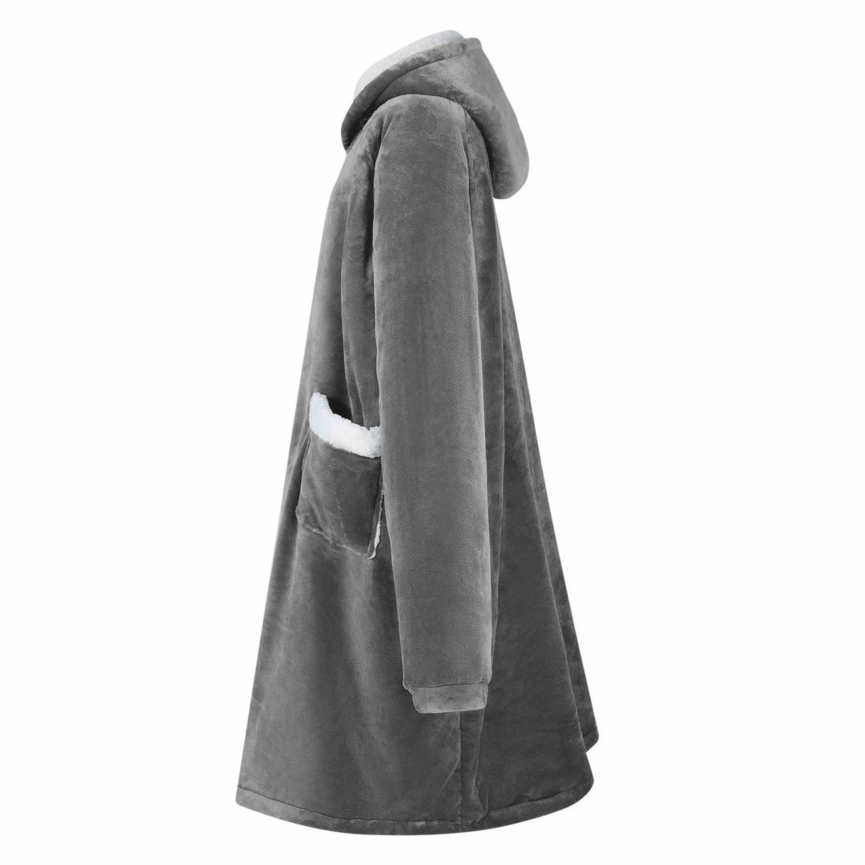 Vidaxl deken hoodie donkergrijs m fleece en flanel