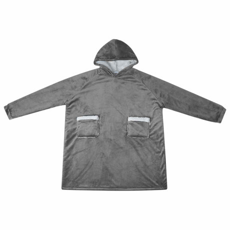 Vidaxl deken hoodie donkergrijs l fleece en flanel
