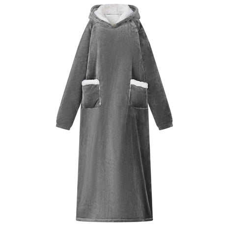 Vidaxl deken hoodie donkergrijs m fleece en flanel