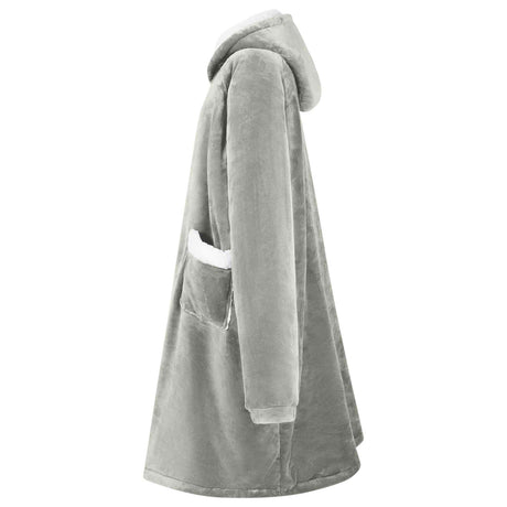 Vidaxl deken hoodie grijs l fleece en flanel