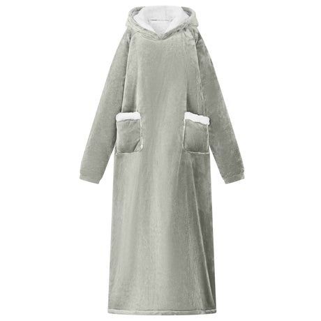 Vidaxl deken hoodie grijs m fleece en flanel