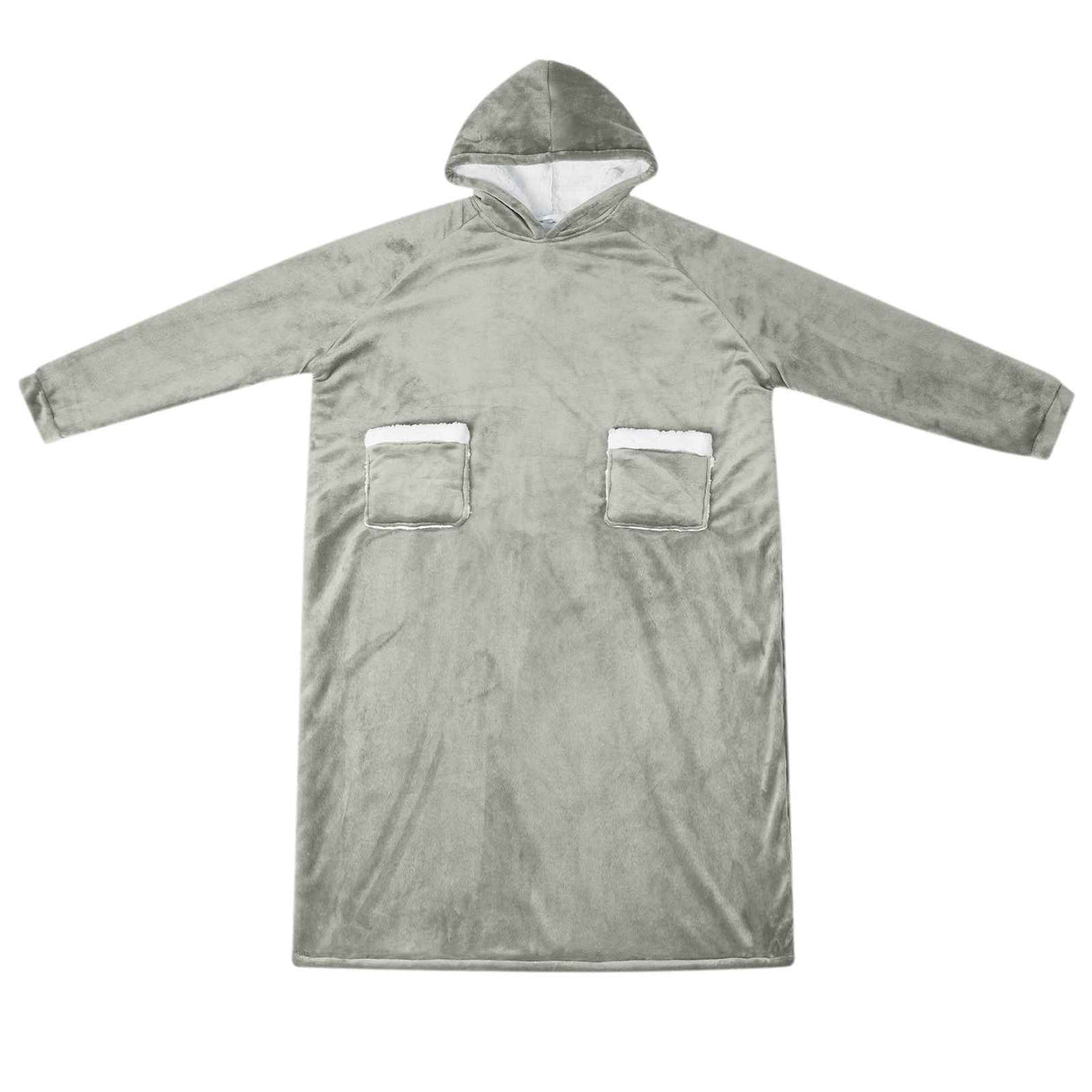 Vidaxl deken hoodie grijs m fleece en flanel