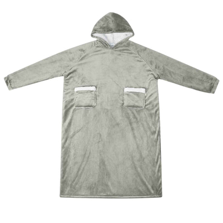 Vidaxl deken hoodie grijs m fleece en flanel