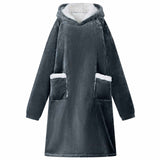Vidaxl deken hoodie marineblauw m fleece en flanel