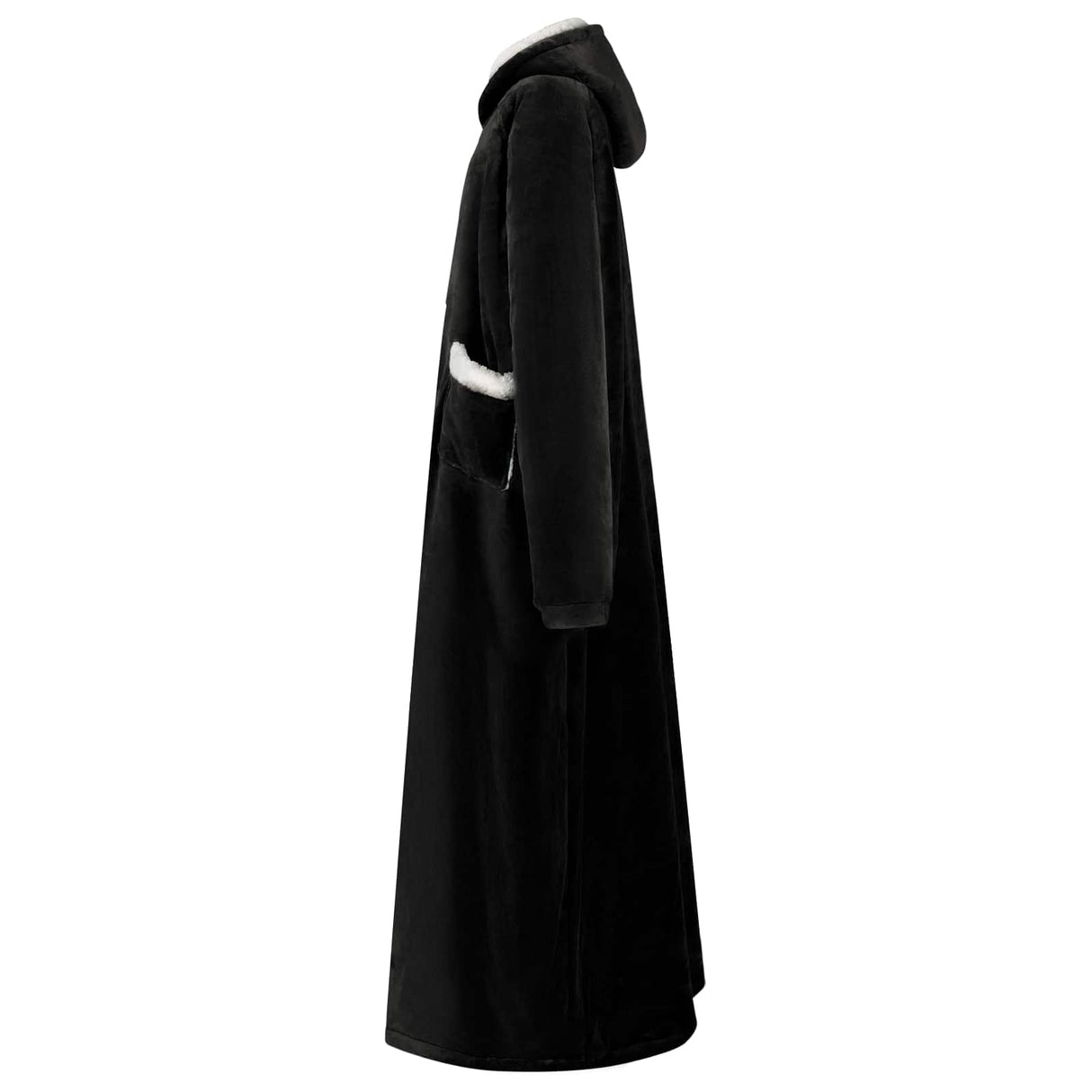Vidaxl deken hoodie zwart m fleece en flanel