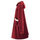 Vidaxl deken hoodie bordeaux rood l fleece en flanel