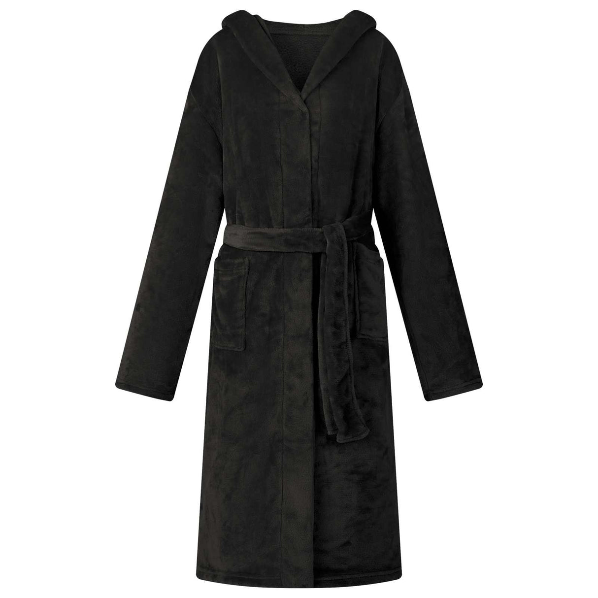 Vidaxl badjas hoodie zwart m flanel