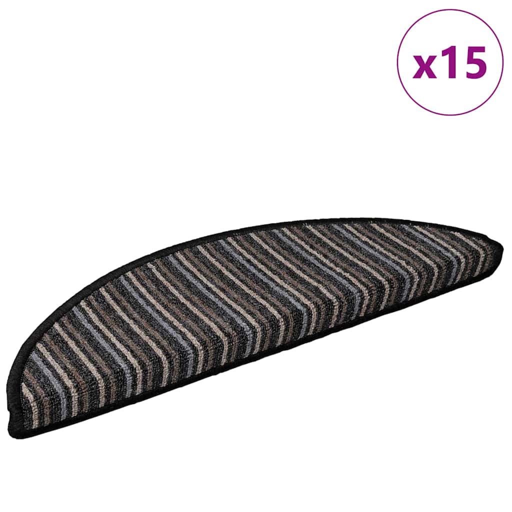 Vidaxl zelfklevende trapmatten 15 pcs antraciet 56 x 17 x 3 cm
