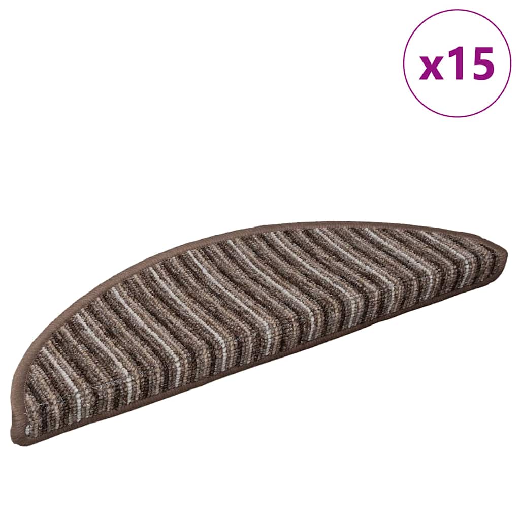 Vidaxl zelfklevende trapmatten 15 pcs bruin 56 x 17 x 3 cm