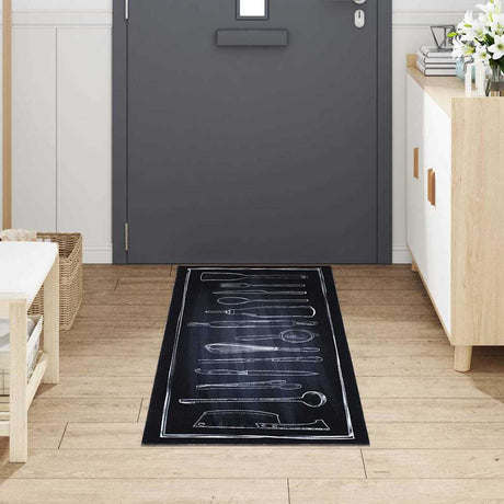 Vidaxl keuken vloerkleed zwart 180 x 60 cm fluweel
