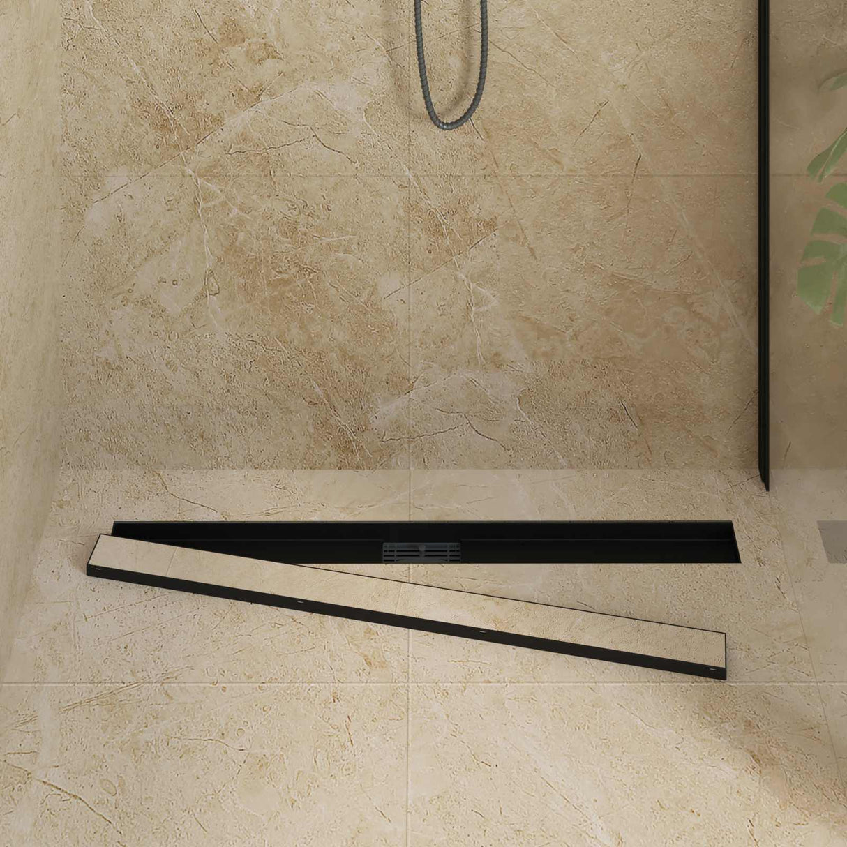 Vidaxl 2 in 1 doucheafvoer zwart 100 cm roestvrij staal 304