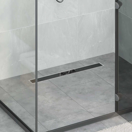 Vidaxl doucheafvoer glasdeksel met 360° sifon zwart 70 cm