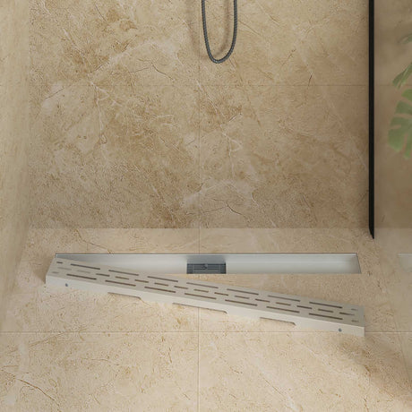 Vidaxl doucheafvoer met lijndesign zilver 90 cm roestvrij staal 304