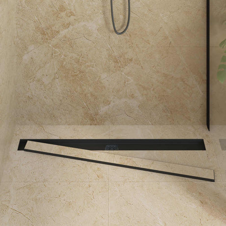 Vidaxl doucheafvoer 2-in-1 met 360° sifon zwart 100 cm
